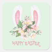 Ostersonnige Ohren und Osterhasen Quadratischer Aufkleber (Vorderseite)