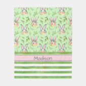 Ostersonnige Ohren und Streifen Fleecedecke (Vorderseite)