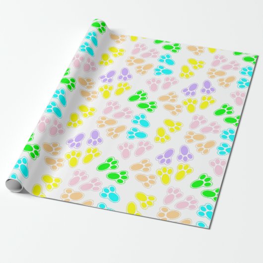 Ostersonnige Paw-Druckmuster Geschenkpapier (Ungerollt)