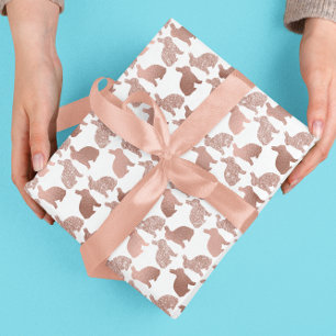 Ostersonnige Rose Gold Fossil Glitzer Foto Geschenkpapier