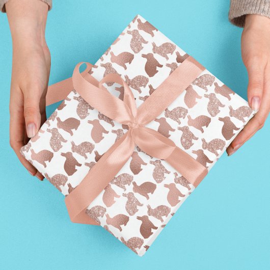 Ostersonnige Rose Gold Fossil Glitzer Foto Geschenkpapier