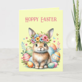 Ostersonnigen Hoppy mit Ostereiern, Blume Card Feiertagskarte