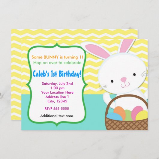 Ostersonniger Frühling Zickzack Kids Party Einladu Einladung (Vorne/Hinten)