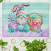 Ostersonniger Gnome mit Korbeiern Geschirrtuch (Gefaltet)
