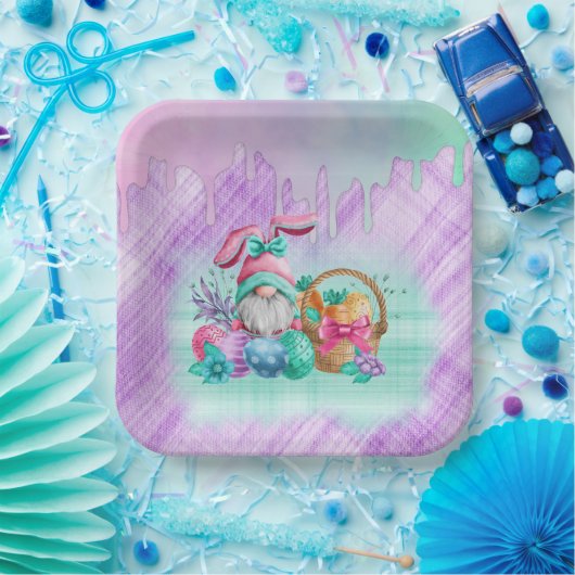 Ostersonniger Gnome mit Korbeiern  Pappteller (Party)