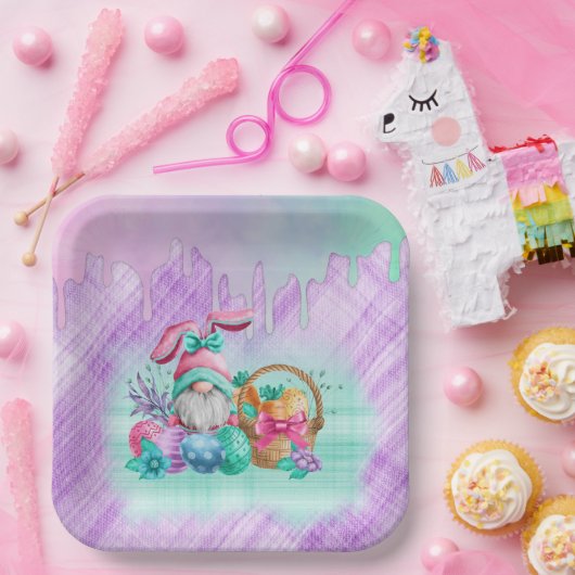 Ostersonniger Gnome mit Korbeiern  Pappteller (Party)