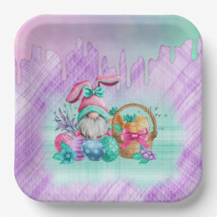 Ostersonniger Gnome mit Korbeiern  Pappteller