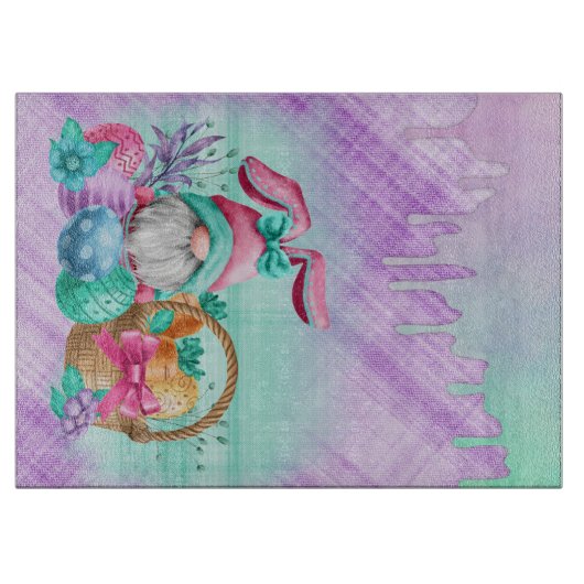 Ostersonniger Gnome mit Korbeiern Schneidebrett (Vorderseite)