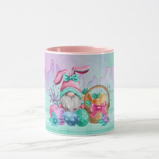 Ostersonniger Gnome mit Korbeiern Tasse (Zentrum)