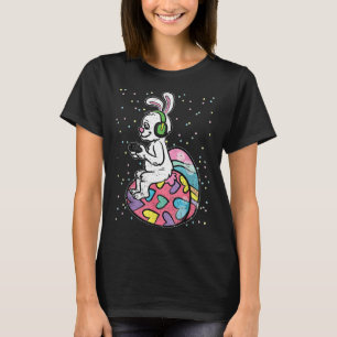 Ostersonniger Kaninchenvideospieler mit Kontrolle T-Shirt