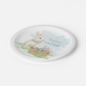 Ostersonniger Korb Kanincheneier Geflorale Wasserf Pappteller (Schrägansicht)