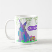 Ostersonniger Personalisierter Name Lila Kaffeetasse (Links)
