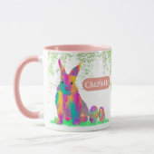 Ostersonniger Personalisierter Name Rosa Tasse (Links)