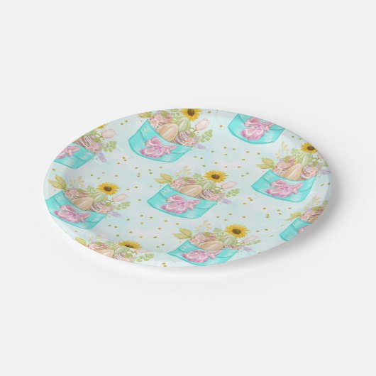 Ostersonniges Kostüm Pappteller (Schrägansicht)