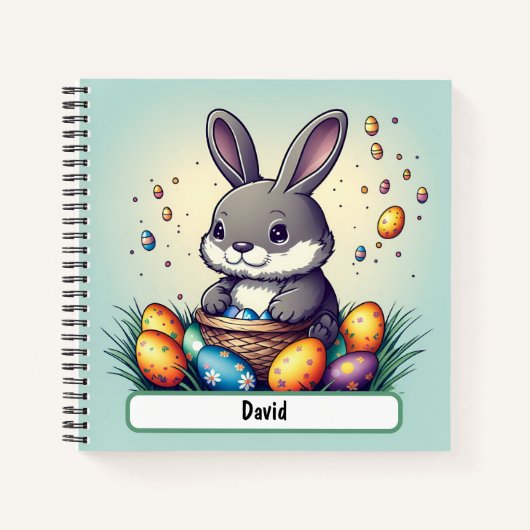 Ostersonniges Notebook mit individueller Nametag Notizblock (Vorderseite)