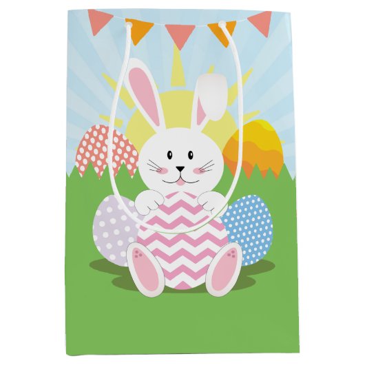 Ostersonntag farbenfrohe Eier Kinder Mittlere Geschenktüte (Vorderseite)