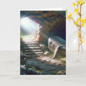 Ostersonntag Morgen leeres Grab Karte (Gelbe Blume)