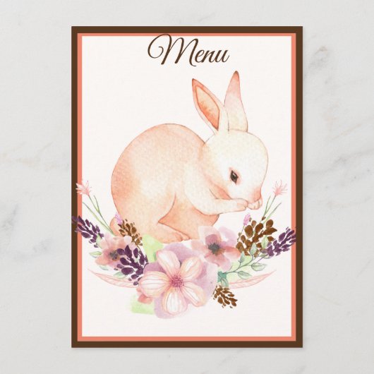 Ostersonntag Peach Floral Menü Menükarte (Rückseite)