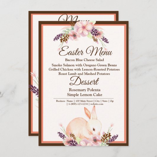 Ostersonntag Peach Floral Menü Menükarte (Vorne/Hinten)