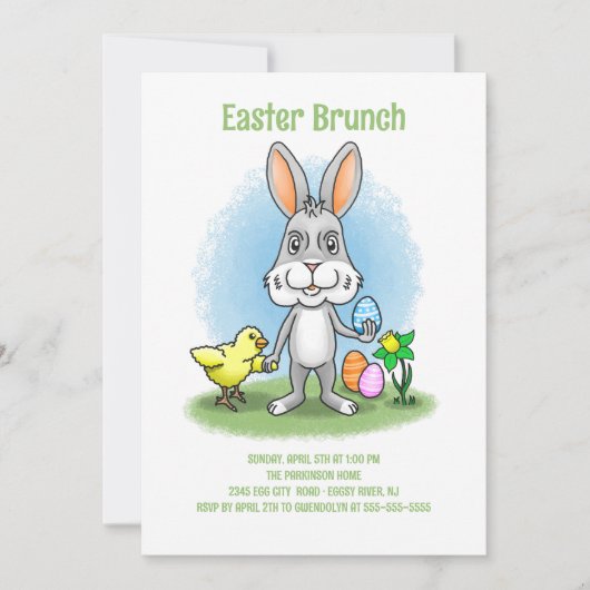 Ostersonntagbrunch mit dem Osterhasen Einladung (Vorderseite)
