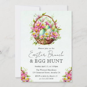 Ostersonntags-Brunch-Eiersuche-Design mit Korb Einladung