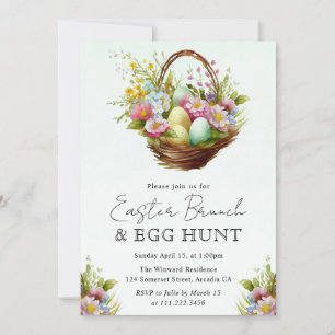 Ostersonntags-Brunch-Eiersuche-Design mit Korb Einladung