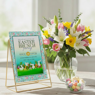 Ostersonntags-Brunch, Florale Frühlings-Gartenpart Einladung
