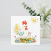Osterspass mit Huhn und Sonnenschein Feiertagskarte (Stehend Vorderseite)
