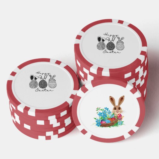 Osterspielkarten - Vintag Schwarzweiß Pokerchips (Stapel)