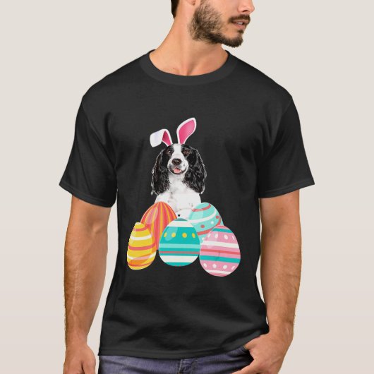 Osterspringer Spaniel Bunny Ears Egg Funny T-Shirt (Vorderseite)