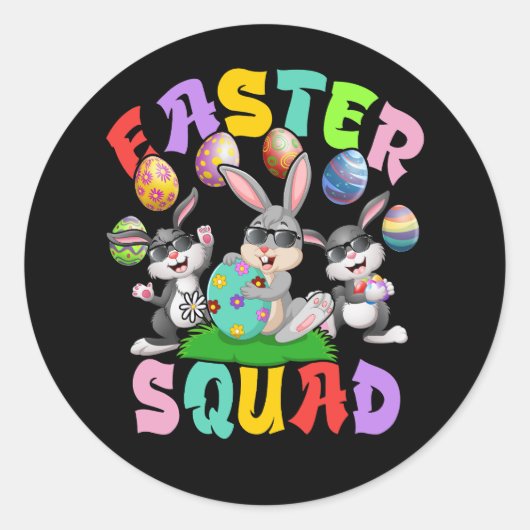 OsterSquad Bunnies Eggs Family Matching Christia Runder Aufkleber (Vorderseite)