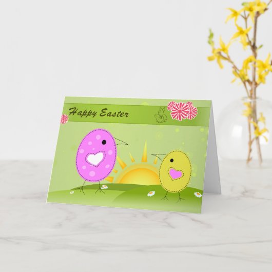 Osterstäbchen Karte (Gelbe Blume)