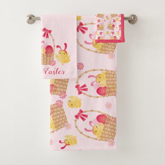 Osterstäbchen Muster rosa Badhandtuch Set (Insitu)