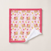 Osterstäbchen Muster rosa Badhandtuch Set (Waschlappen)
