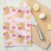 Osterstäbchen Muster rosa Geschirrtuch (Viertel Falte)