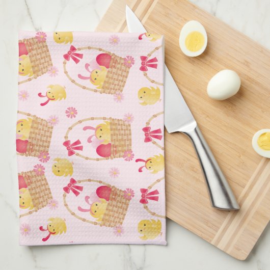 Osterstäbchen Muster rosa Geschirrtuch (Viertel Falte)