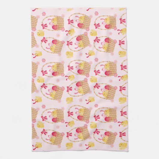 Osterstäbchen Muster rosa Geschirrtuch (Vertikal)