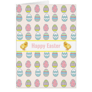 Osterstäbchen und mehrfarbige, dekorierte Eier auf