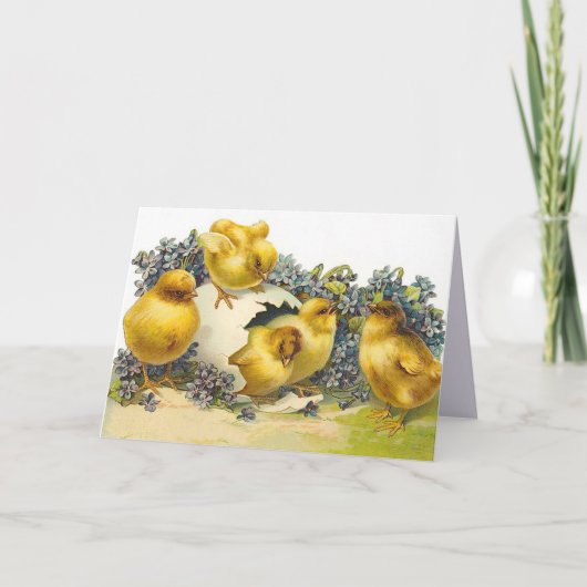 Osterstäbchen und vergiss mir Noten Feiertagskarte (Vorderseite)