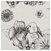 Osterstoff Bunny Spring Blumenmuster Stoff (Nahaufnahme)