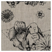 Osterstoff Bunny Spring Blumenmuster Stoff (Nahaufnahme)