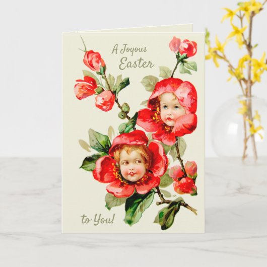 Ostersüße Mädchen Blume Kinder Fantasie CC1215 Karte (Gelbe Blume)