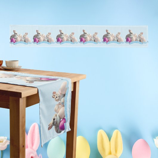 Ostertafel Zweierkaninchen & Ostereier Großer Tischläufer