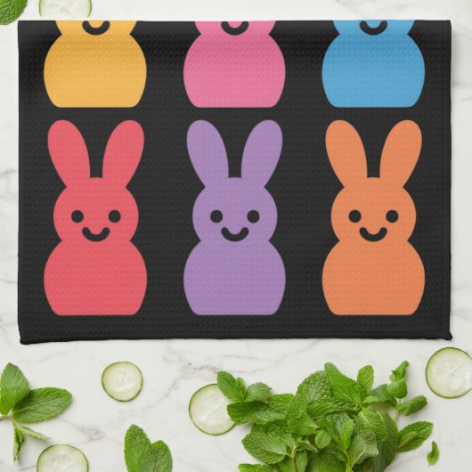 Ostertag Bunny Eggs Kariert Leopard Geschirrtuch (Gefaltet)