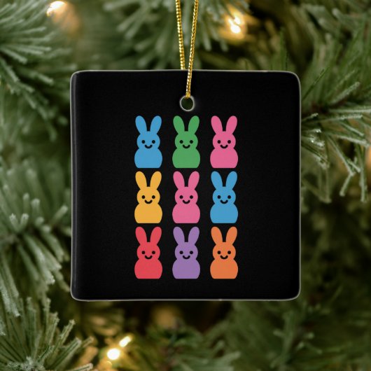 Ostertag Bunny Eggs Kariert Leopard Keramikornament (Baum)