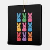 Ostertag Bunny Eggs Kariert Leopard Keramikornament (Links)