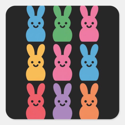 Ostertag Bunny Eggs Kariert Leopard Quadratischer Aufkleber (Vorderseite)