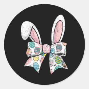 Ostertag Coquette Bow Niedlich Bunny Rabbit Girls Runder Aufkleber