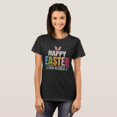 Ostertag-Hasen-Eier Kariert Leopard T-Shirt (Vorne ganz)