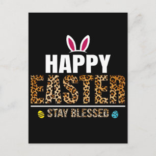 Ostertag-Hasen-Eier Kariert Leopard T-Shirt Feiertagspostkarte